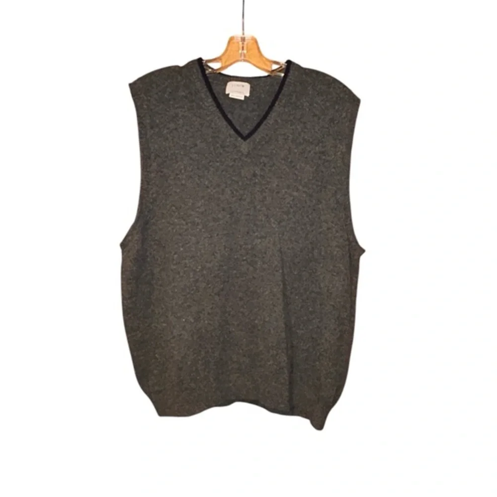 J.Crew Sweater Vest‎ Gray Lambswool Mens Large Minimalist Preppy Layer